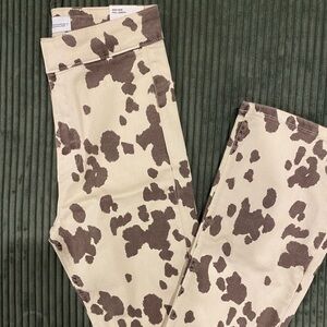 Zara Cream and Brown Patterned Women Jeans